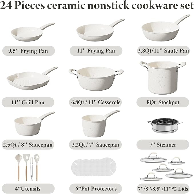 24 Pcs Cookware Set+Bazova 22 Pcs Cookware Set