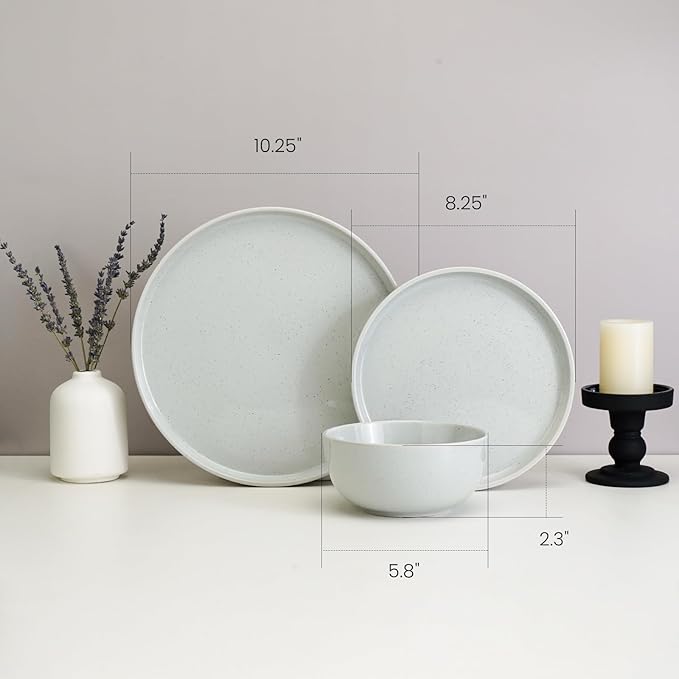 Kitchen Plates and Bowls Set Dinner Set for 4 Handpainted Dinner ware Sets Microwave Safe Plates and Bowls Sets Stone Plate Scratch Resistant (Moonstone)