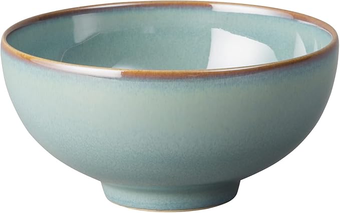 Denby - Regency Green Rice Bowls Set of 4 - Dishwasher Microwave Safe Crockery 480ml 13cm - Green Ceramic Stoneware Tableware - Chip &amp Crack Resistant Soup Bowls