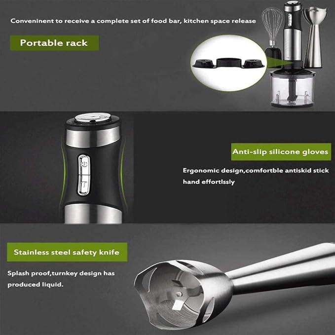 Immersion Hand Blender4 in 1 Stick Mixerwith Food Processor Chopper BeakerEgg Whisk