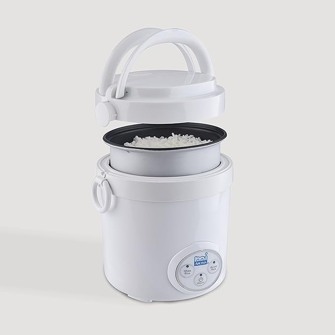 Aroma Housewares (MRC-903D) Mi 3-Cup (Cooked) (1.5-Cup UNCOOKED) Digital Cool Touch Mini Rice CookerWhite