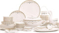 Palace Style Plate Set –China Dinnerware Set Dinner Plate Ceramics Dinnerware Set 48 Pieces Phnom Bone China Plates and Bowls Sets