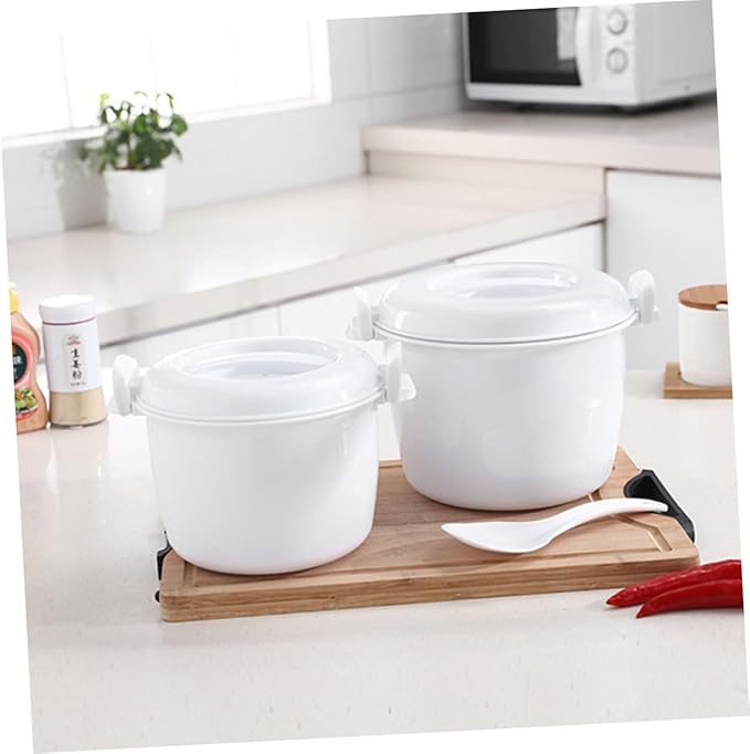 Healifty 2-Piece Microwave Rice Cooker Set Portable Food Steamer Pot Plastic Multi-Functional for Cooking Rice and Vegetables for Meal Prep and Lunch Containers
