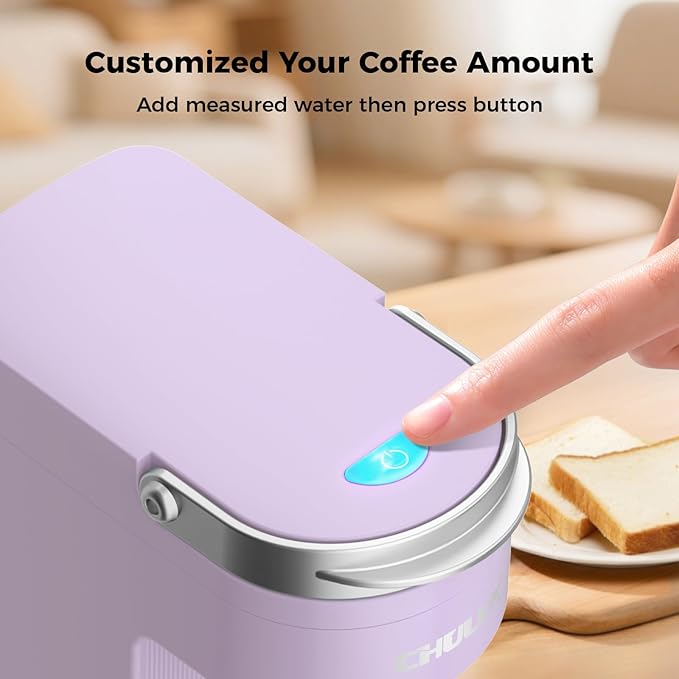 CHULUX Slim Single Serve Coffee Maker for K Pods One Cup Coffee Maker Fits 7.3 Travel Mugs Coffee Machine with 6 to 12oz Brew Sizes Lavender