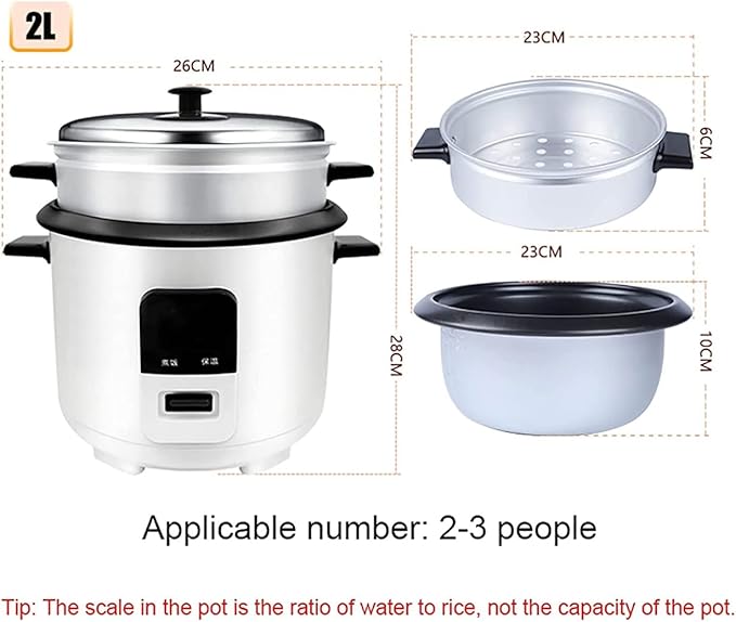 Rice Cooker with Steamer Smart Insulation Mini Electric Cooker Household Multifunctional Non-Stick Cookware (2L)