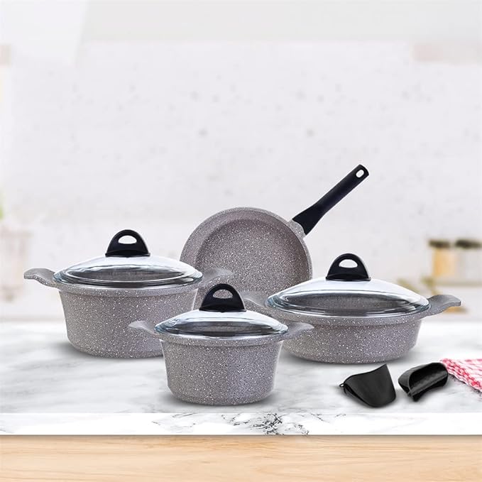Cookware Cookware Set 7 Pieces Non-Stick Kitchen Pieces Granite Gas Soup Pot Skillet Frying Pan Kitchenware