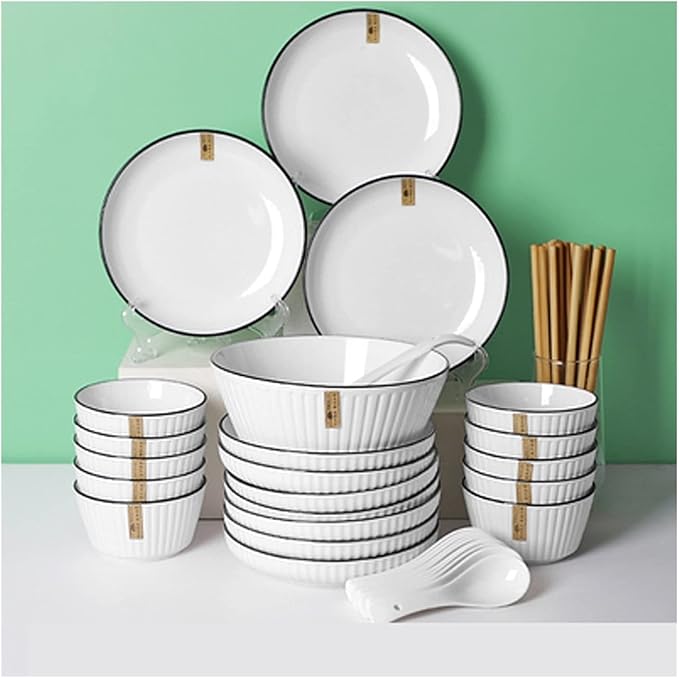 Dinner Set Special Restaurant Dinnerware Set 42-Piece Ceramic Tableware Set Solid Color Ceramic Dish Set Household Tableware Plate and Bowl Set