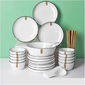 Dinner Set Special Restaurant Dinnerware Set 42-Piece Ceramic Tableware Set Solid Color Ceramic Dish Set Household Tableware Plate and Bowl Set