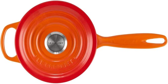 Le Creuset 8 Piece Multi-Purpose Enameled Cast Iron with SS Knobs Stoneware and Toughened Nonstick PRO Fry Pan Complete Cookware Set - Flame