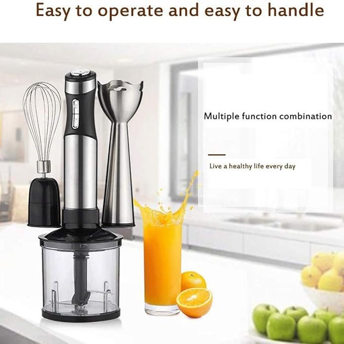 Immersion Hand Blender4 in 1 Stick Mixerwith Food Processor Chopper BeakerEgg Whisk