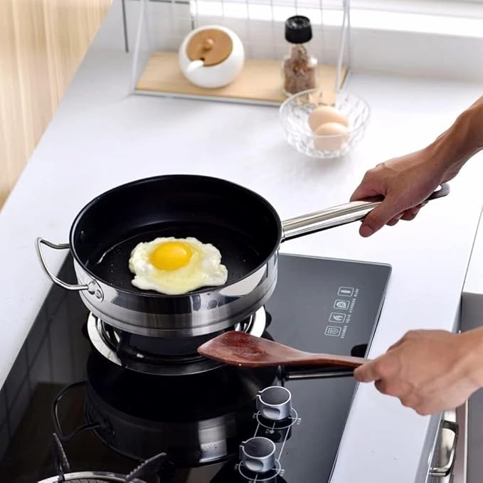 12-Piece Stainless Steel Cookware Set Nonstick Pots and Pans with Tempered Glass Lids Induction-Compatible Frying Pan Saucepans Casseroles