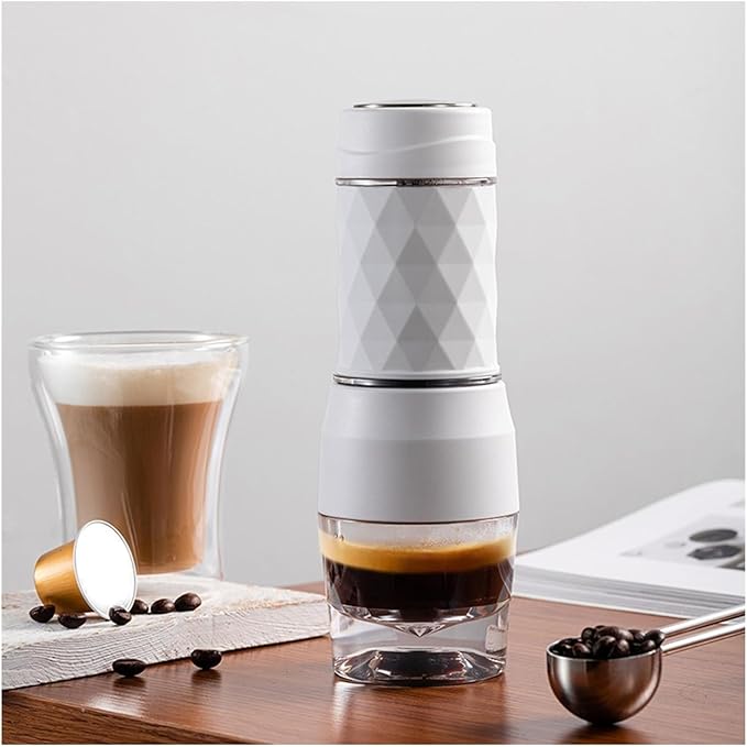 120ML Portable Espresso Machine - 2 in 1 Manual Coffee Maker for Camping and Home Use(C)