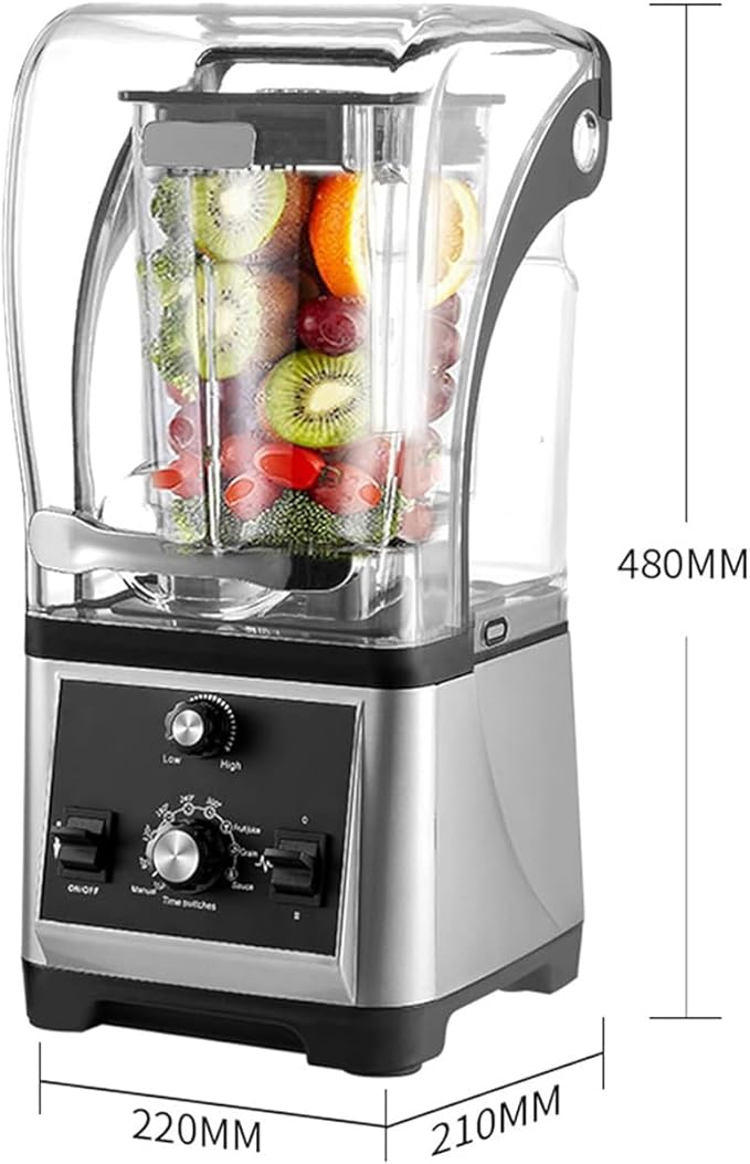 Commercial Shaved Ice Machine1800W Professional Electric Blender1.8L Multifunctional Stand Smoothie Maker with Mute HoodSpeed Adjustable and Timing Regulationfor Party Activities(Button type)