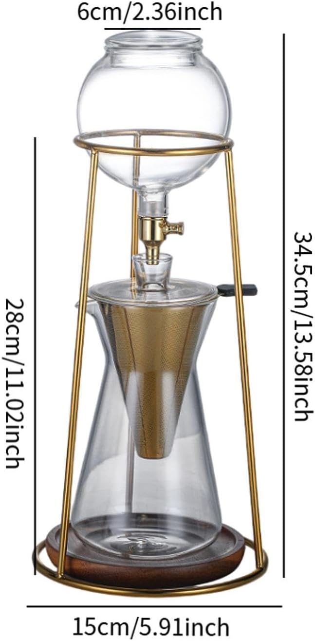 Ice Drip Coffee Maker Cold Brew Drip Iced Coffee Maker Adjustable Speed Iced Tea Making Glass Pitcher Pot for Bar Camping