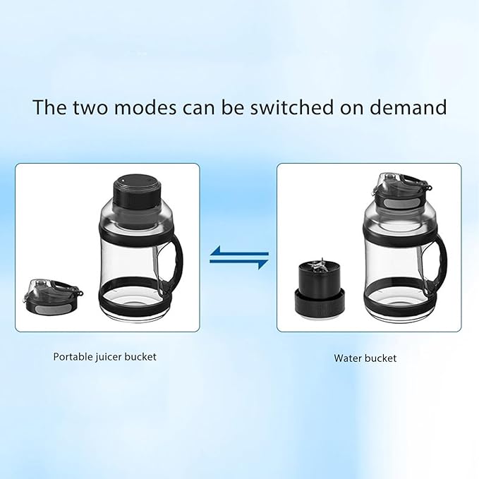 2L Portable Blender 18000rpm Shakes Blender Double Cap Design USB Travel Juice Cup Mini Fruit Mixer with 6 Blades for Shakes and Smoothies (Black)