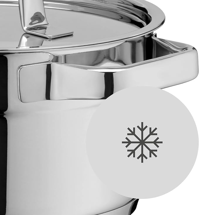 WMF Compact Cuisine 5-Piece Induction Saucepan Set with Glass Lid Polished Cromargan Stainless Steel Induction Pots Set Uncoated Inner Scale