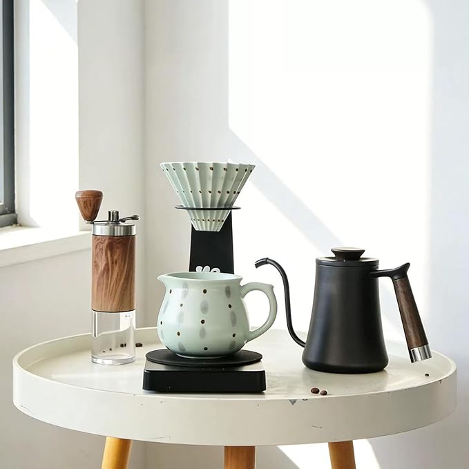 Ceramic Small Pour Over Coffee Maker13.5oz/400ml Single Cup Simply Good Coffee BrewerV60 Drip Coffee Maker Set for Home Café Restaurant Camping
