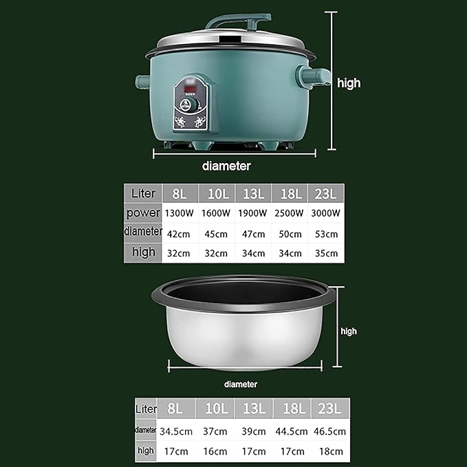 Rice Cooker Canteen Restaurant Commercial/Domestic Adjustable Temperature Large Rice Cooker for 8-30 People (13L) ()