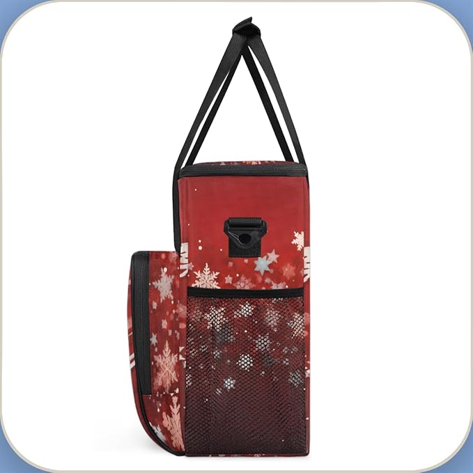 Xmas Snowflakes Coffee Maker Carrying Bag Magic Snowflakes Travel Storage Bag Compatible with K-Mini or K-Mini Plus Single Serve Coffee Brewer Carrying Case with Multiple Pockets &amp Shoulder Stra