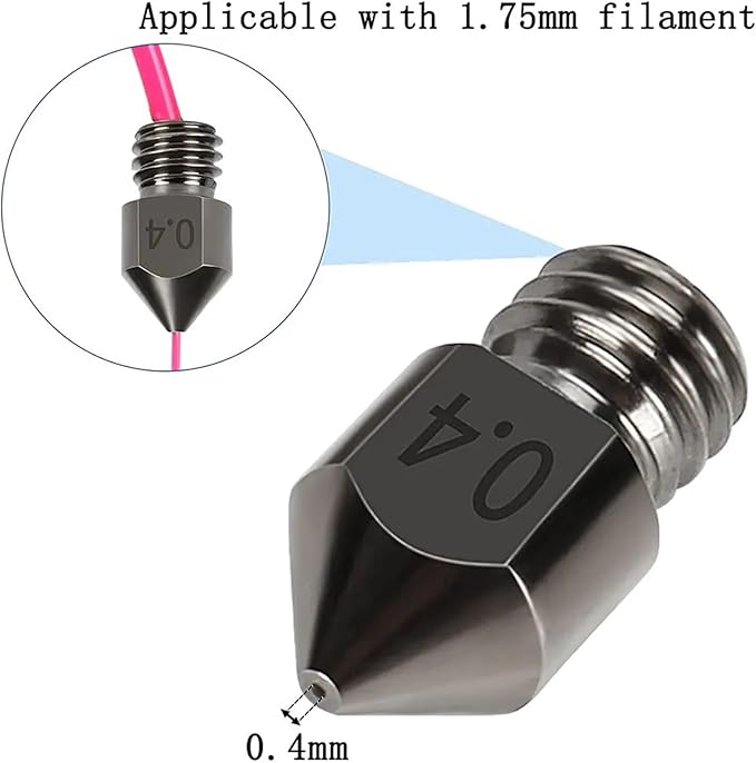 10PCS MK8 Hardened Steel Nozzle M6 Thread 0.2/0.4/0.6/0.8/1.0mm for Creality 3D Printer Parts for CR-8/CR-10/Ender 3/Ender 3S/5/6(MK8-0.8mm)