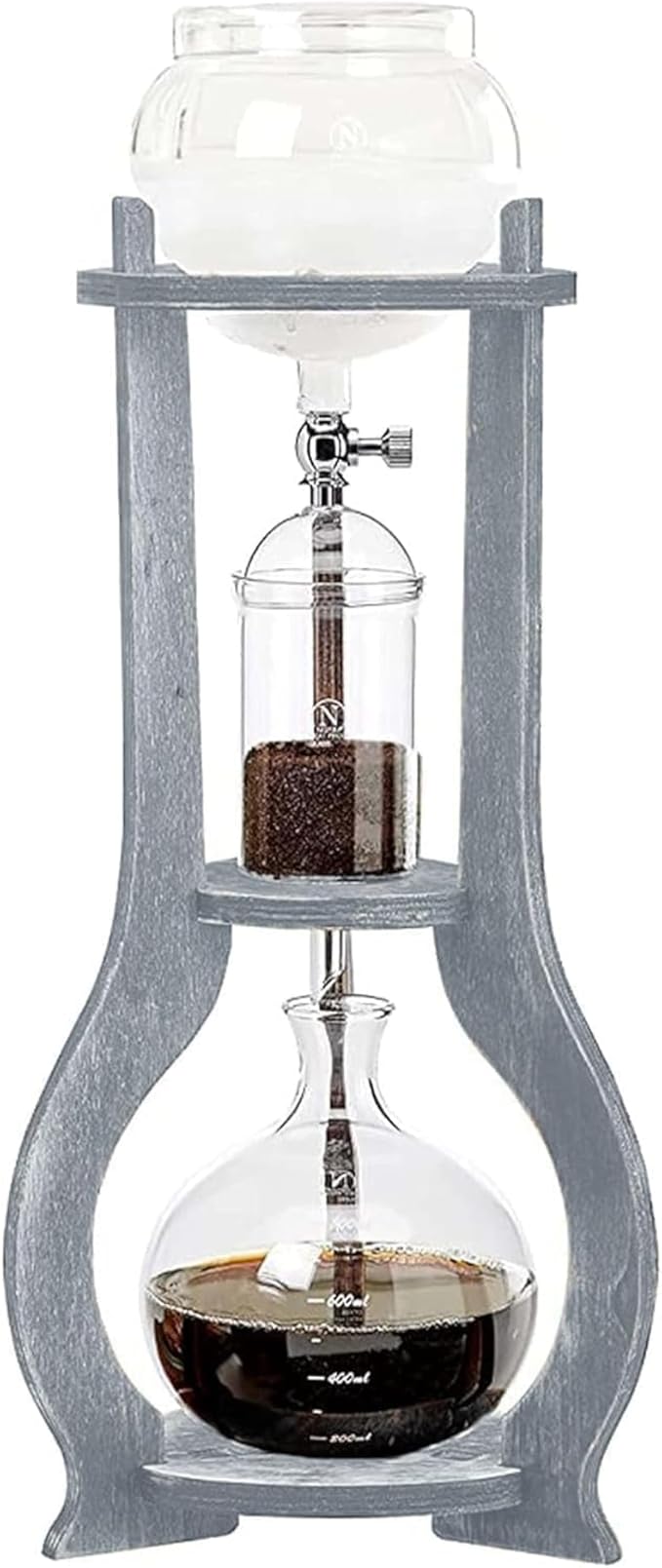 Nispira Iced Coffee Cold Brew Drip Tower Coffee Maker Wooden 6-8 cup Grey