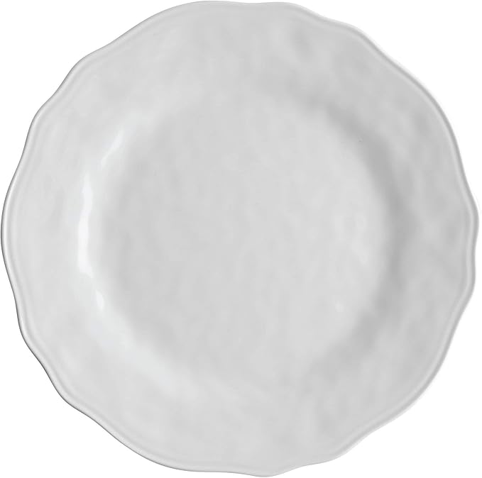 UPware 12 Piece Dimple Melamine Dinnerware Sets Outdoor Dishes Set Plates and Bowls Sets Service for 4 White