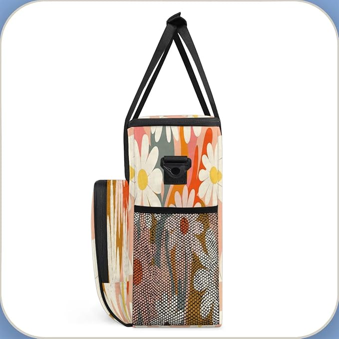 Abstract Daisy Flower Coffee Maker Carrying Bag for Keurig K-Mini or K-Mini Plus Storage Portable Coffee Maker Travel Bag