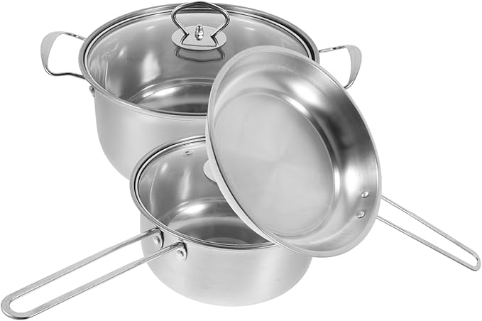 Cabilock 1set Stainless Steel Pot Set Cookware Set Soup Pot Frying Pan Clad Cookware