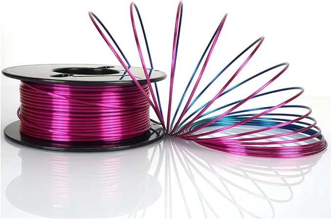 3D Printer Filament Safety Plastic Filament 200g Tri-Color Silk Rainbow PLA Filament 1.75mm Accuracy+/-0.02mm 3DPrinter Filament(Red Gold Purple)