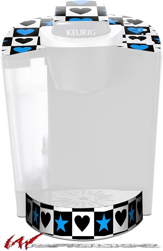 Decal Style Vinyl Skin compatible with Keurig K40 Elite Coffee Makers Hearts And Stars Blue (COFFEE MAKER NOT INCLUDED)