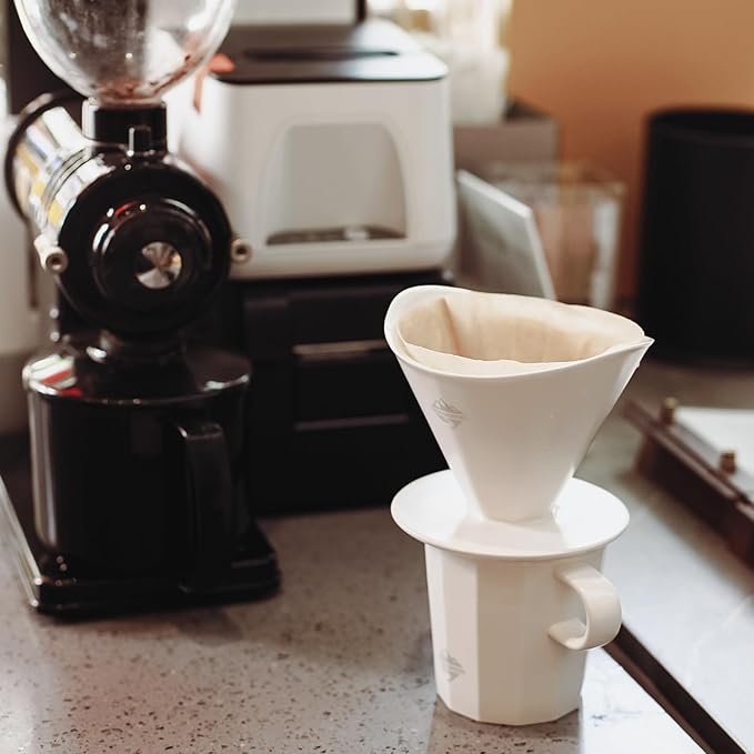 Pour Over Coffee Maker Set White Ceramic Coffee Dripper with V60 Paper filter White Ceramic Streamline Coffee Mug for Cafe Home Restaurant 6291-12101-03A