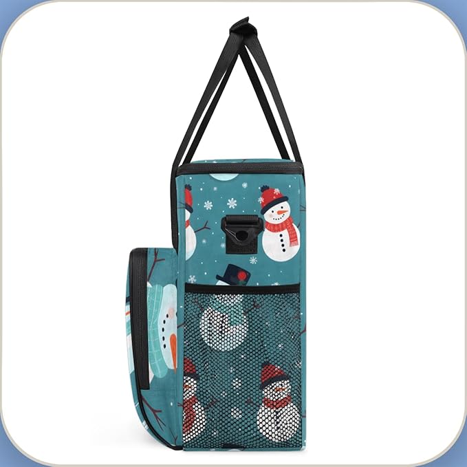 Christmas Snowman Coffee Maker Carrying Bag Dreamy Snowman Travel Storage Bag Compatible with K-Mini or K-Mini Plus Single Serve Coffee Brewer Carrying Case with Multiple Pockets &amp Shoulder Stra