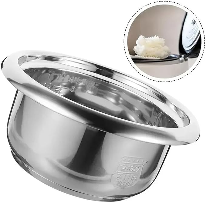 1 Pieces Cooker Inner Pot Large Capacity Rice Cooker Pot Stainless Steel Round Cake Baking Pot Rice Cooking Pot 3L