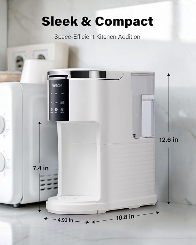 SHARDOR 3 in 1 K Cup Coffee Maker Single Serve Coffee Maker for K Cup Pods &amp Ground Coffee &amp Teas 6 to 14oz Brew Sizes 40oz Detachable Water Reservoir Compact Design White