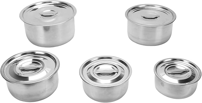 TOPINCN Stainless Steel Soup Pot Set 5PCS Multifunctional Cooking Pots Heavy Duty Induction Cooking Pot