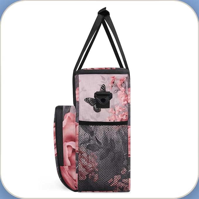 Flowers Butterfly Coffee Maker Carrying Bag Watercolor Butterfly Travel Storage Bag Compatible with K-Mini or K-Mini Plus Single Serve Coffee Brewer Carrying Case with Pockets &amp Shoulder Strap