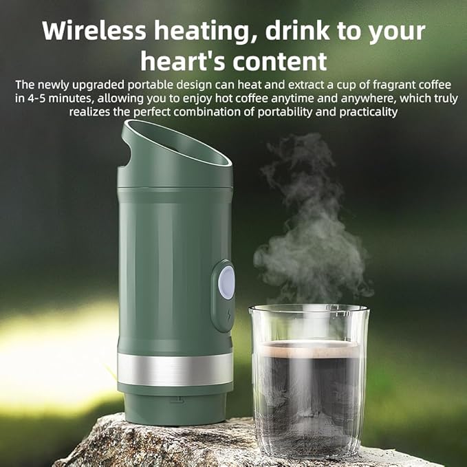 Portable Electric Espresso Coffee Machine Wireless Hot &amp Cold Brew 250ml Mini Single Serve Coffee Machine with 3 in 1 Coffee Powder DG Capsule 20 Pump Pressure (White)