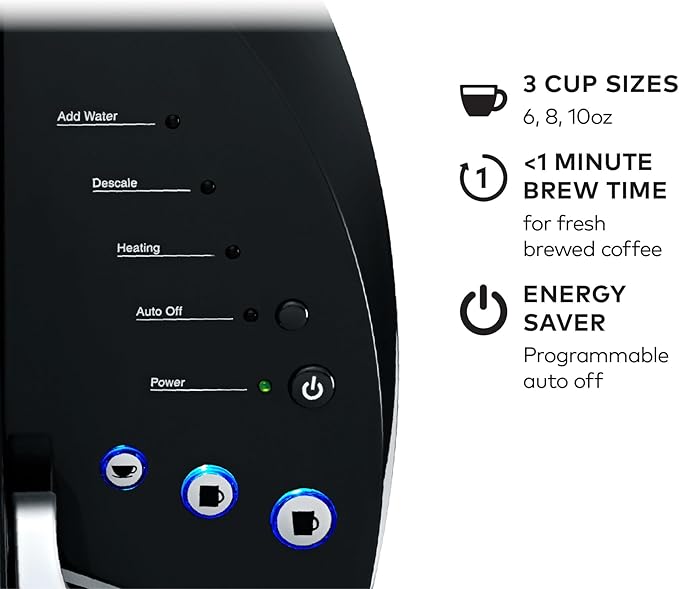 Keurig K-Classic Single Serve K-Cup Pod Coffee Maker with 3 Brew Sizes 48oz Removable Reservoir Black
