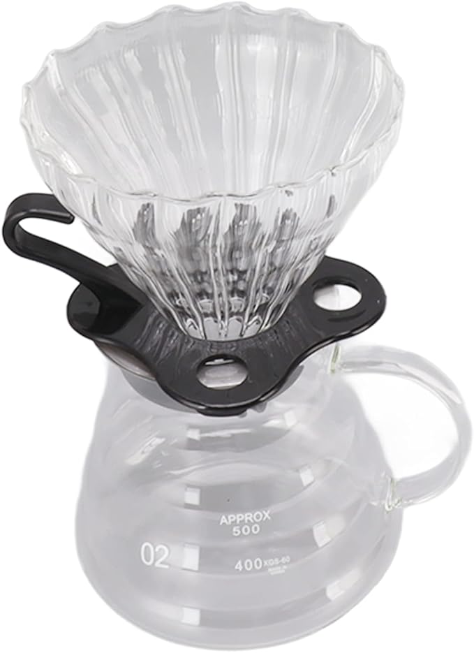 ZJchao Pour Over Coffee Maker Glass Dripper Brewer Pot 600ML 3 in 1 Set with Filter Cup and 100 Paper Filters for Home Office Use