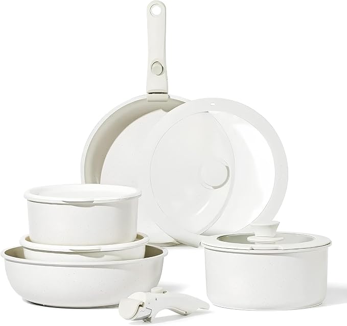 9 Pcs Cookware Sets 9 Pcs Nonstick Kitchen Cooking Set with Detachable Handle Pots Stackable Pans Set Oven Safe Induction Ready Frying Pans Saucepans