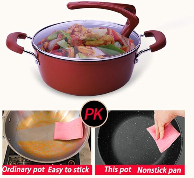 Cooking Pot Pots and Pans Set – 3 Piece Cookware Set Non Stick – InductionTempered Glass Cover Firm HandleGas and Electric Hob Easy to Clean Omelette Pans