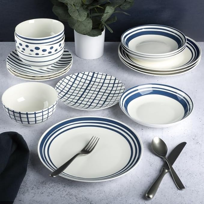 Home 16-Pieces Dinnerware Set Plate Bowl Water Cup Bowl Dish Household Round Dish Set