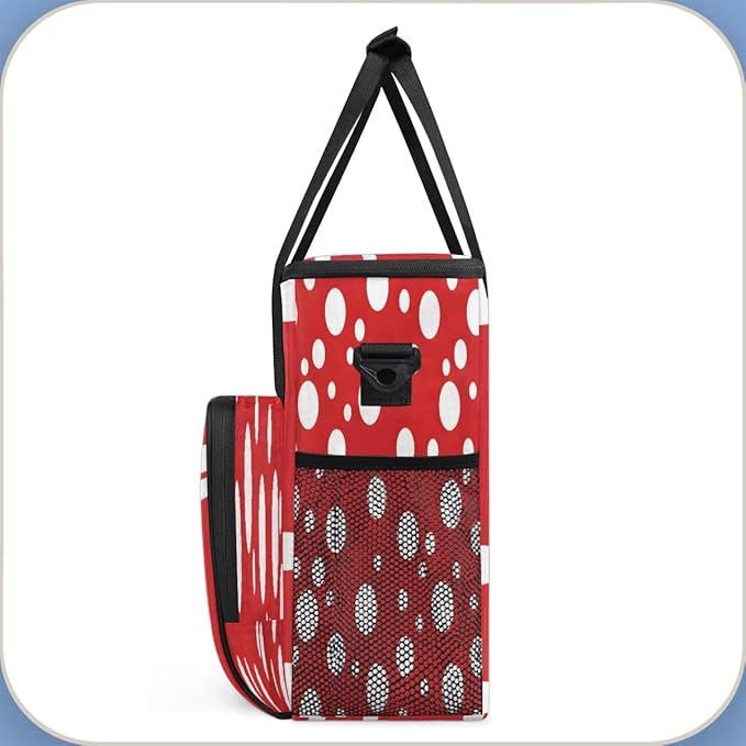 Round Dots Print Coffee Maker Carrying Bag Compatible with K-Mini or K-Mini Plus Portable Single Cup Coffee Maker Case with Pockets for K Cup Pods