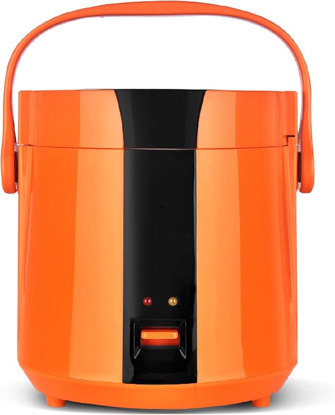 Rice Cooker With Steamer 1.2L Make Rice And Steam Healthy Food And Vegetables For 1-2 People(Orange)