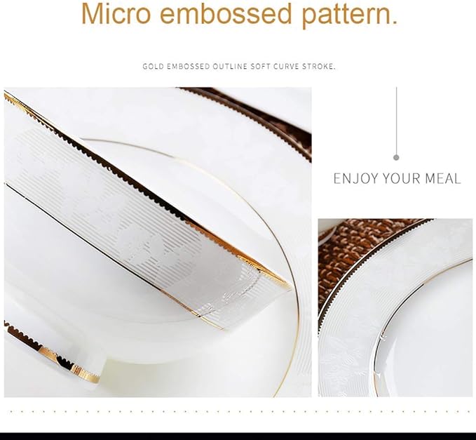 Ceramics Dinner Sets Ceramics Dinnerware Set with 52-PieceBowl/Soup Pot/Dish/SpoonBone China Dinner SetsMicro Embossed Pattern Porcelain Combination Set