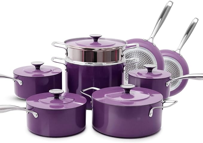 Nuwave Lux 13-Piece Premium Cookware Collection Next-Generation G11 Duralon Blue Ceramic Nonstick Ultra Durable PFAS-Free Lightweight &amp Works on All Cooktops