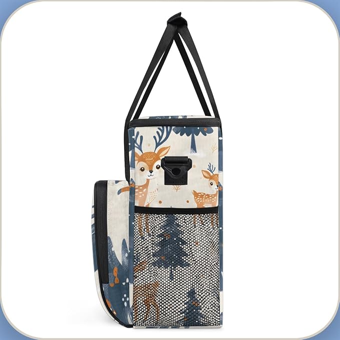 Cartoon Tree Christmas Coffee Maker Carrying Bag Travel Storage Bag Compatible with K-Mini or K-Mini Plus Single Serve Coffee Brewer Carrying Case with Multiple Pockets &amp Shoulder Strap