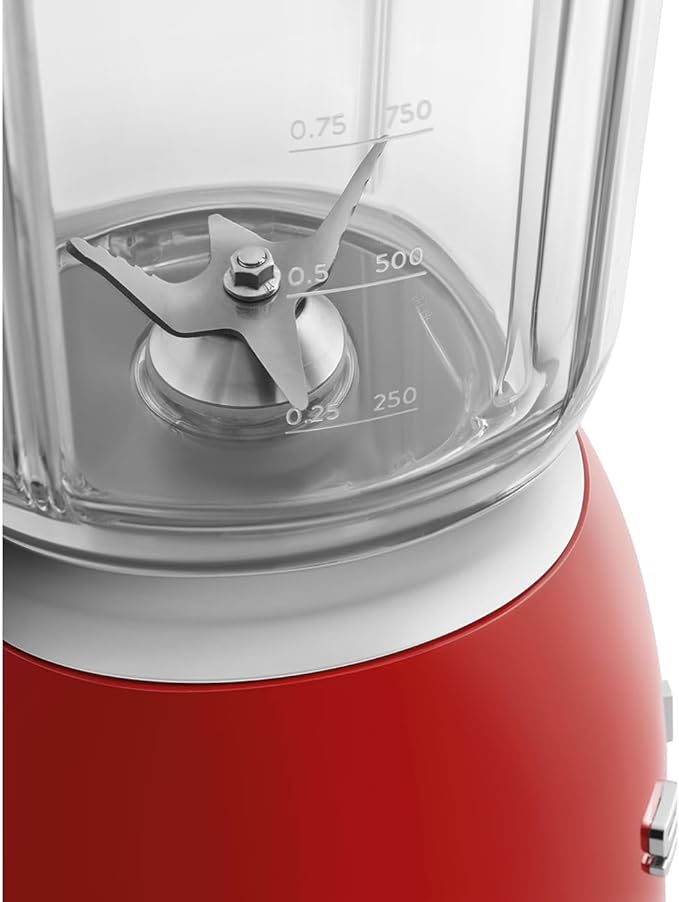 SMEG BLF03 Retro Style Blender – 600W Countertop Blender with 48 oz BPA-Free Jug 3 Speeds + Pulse Ice Crush &amp Smoothie Functions – 50s-Inspired Design-Red