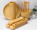 Wheat Straw Bowls Cups And Plates 32-Piece Cutlery Set Wheat Straw Dinnerware Sets 32 Piece Unbreakable Wheat Straw Dinnerware Sets Reusable Wheat Straw Plates And Bowls Sets (Yellow)