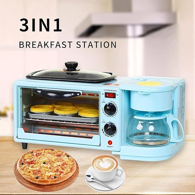 Multifunctional Breakfast Machine Coffee Machine Non-Stick Frying Pan 4-Slice Oven Suitable for Apartment Kitchenette